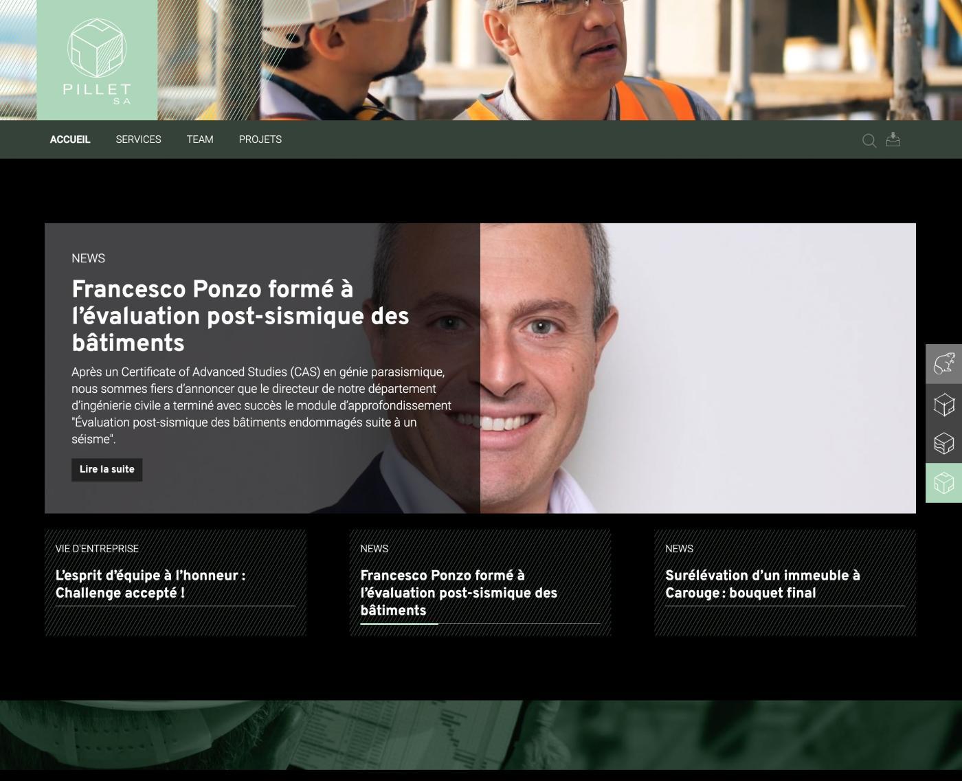 Collaboration CrÃ©ative - Site Pillet SA par OctoberCMS - Pixinside rÃ©fÃ©rence web