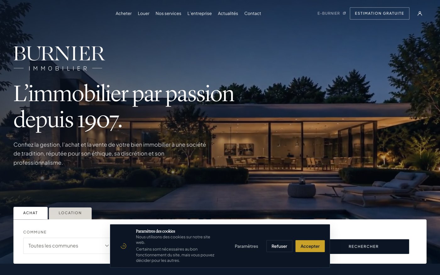 Refonte du site de la régie Burnier & Cie - Pixinside référence web