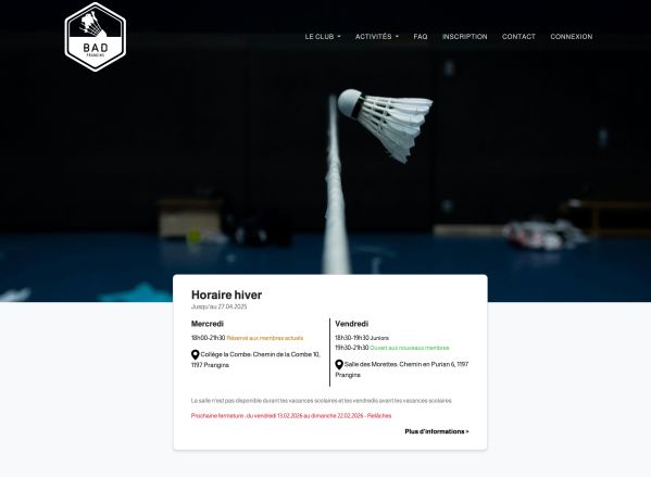 BC Prangins - Club de badminton - référence web Pixinside