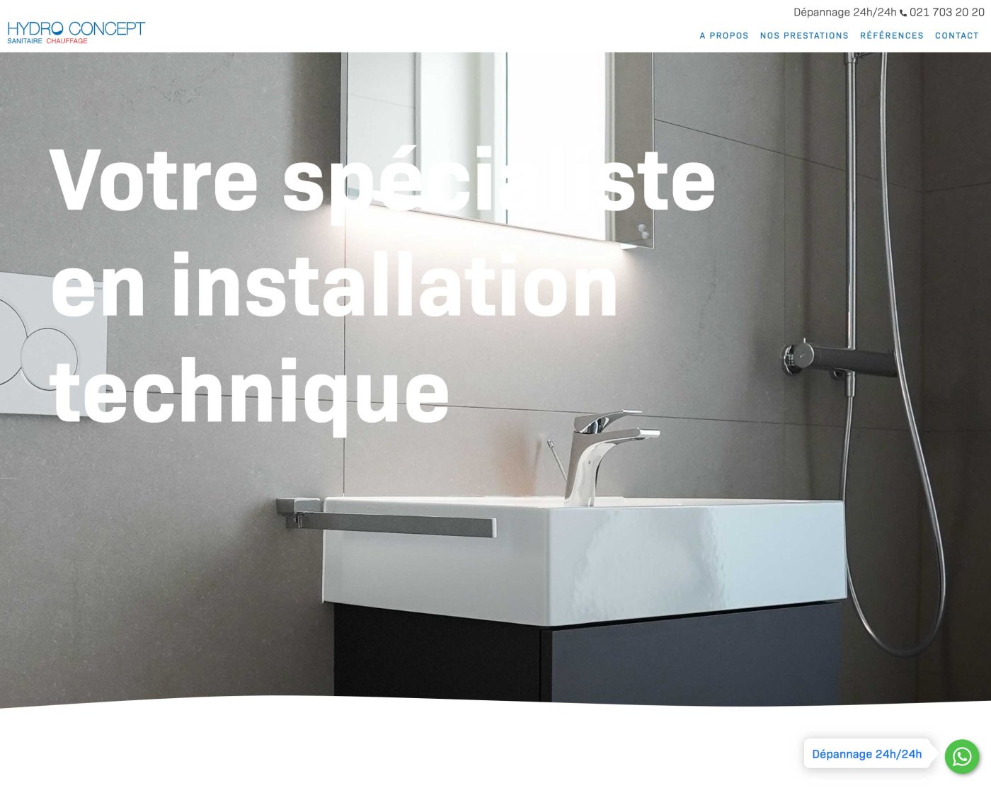 Site internet Vitre - HydroConcept - Pixinside référence web