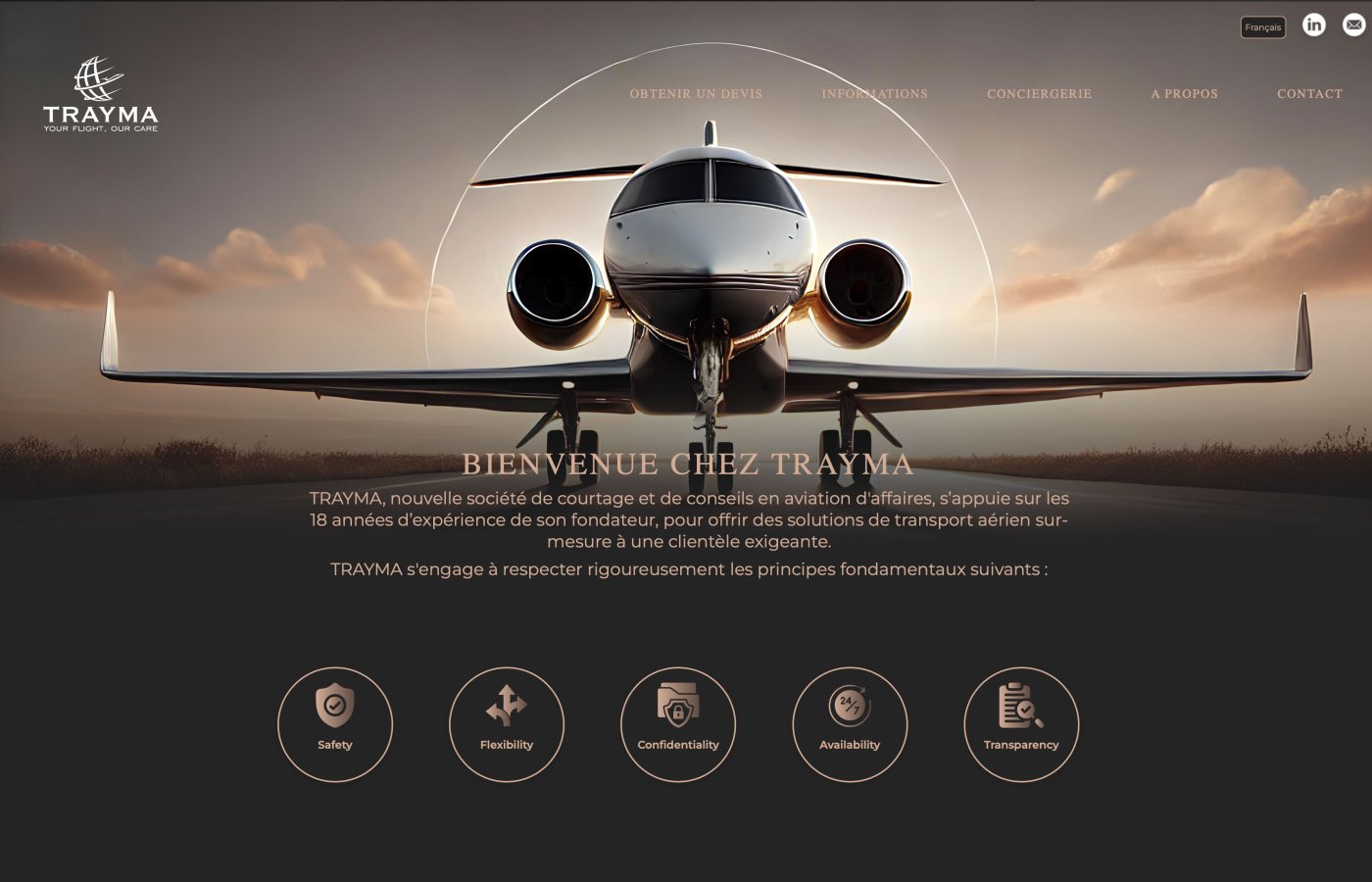 Trayma - Courtier en aviation d'affaires - Pixinside référence web