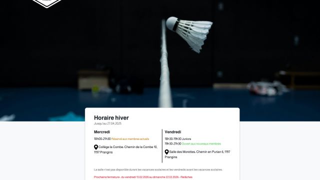 BC Prangins - Club de badminton — référence web Pixinside