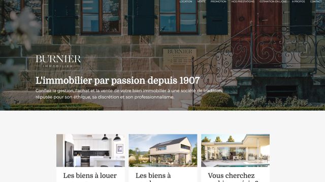 Site internet Immobiler: Burnier & Cie SA — référence web Pixinside